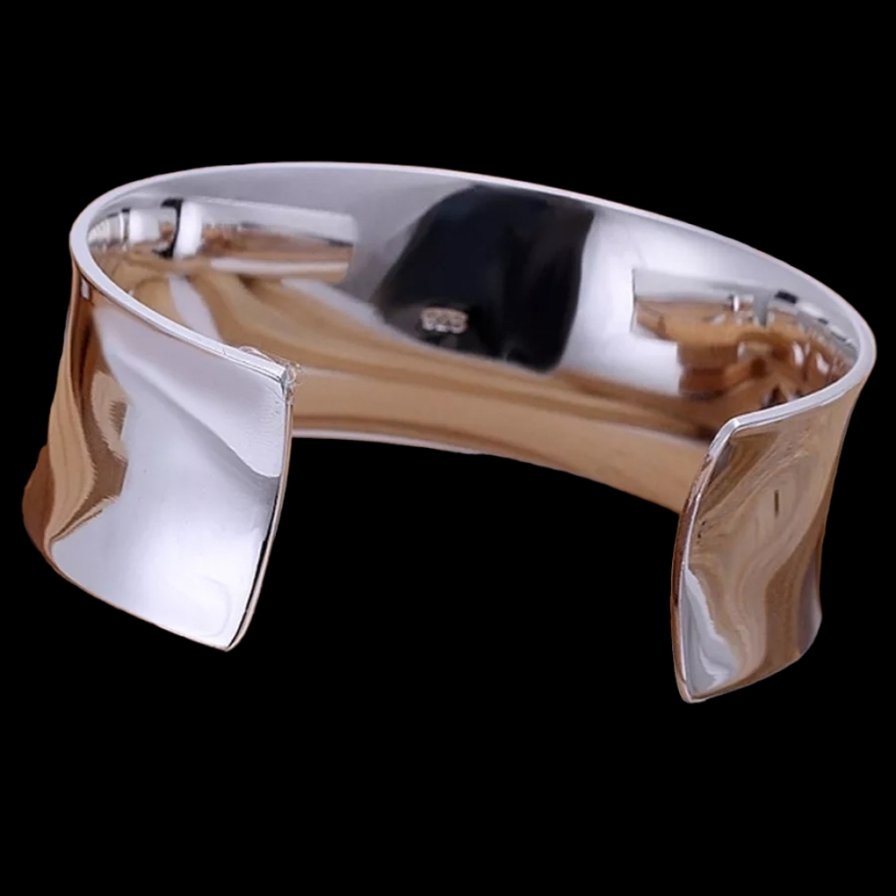 Southwestern Sleek Classy .925 Solid Sterling Silver 54-grams Wide Cuff Bracelet - Picture 7 of 10